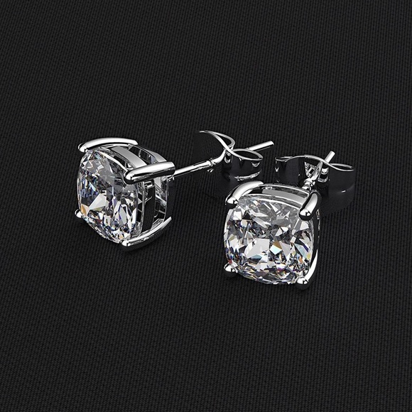 1ct Cushion Cut Solitaire Studs - Picture 9 of 17